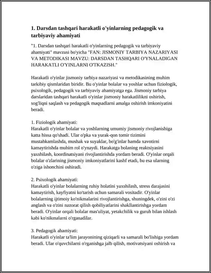 DARSDAN TASHQARI O'YNALADIGAN HARAKATLI O'YINLARNI O'TKAZISH 4