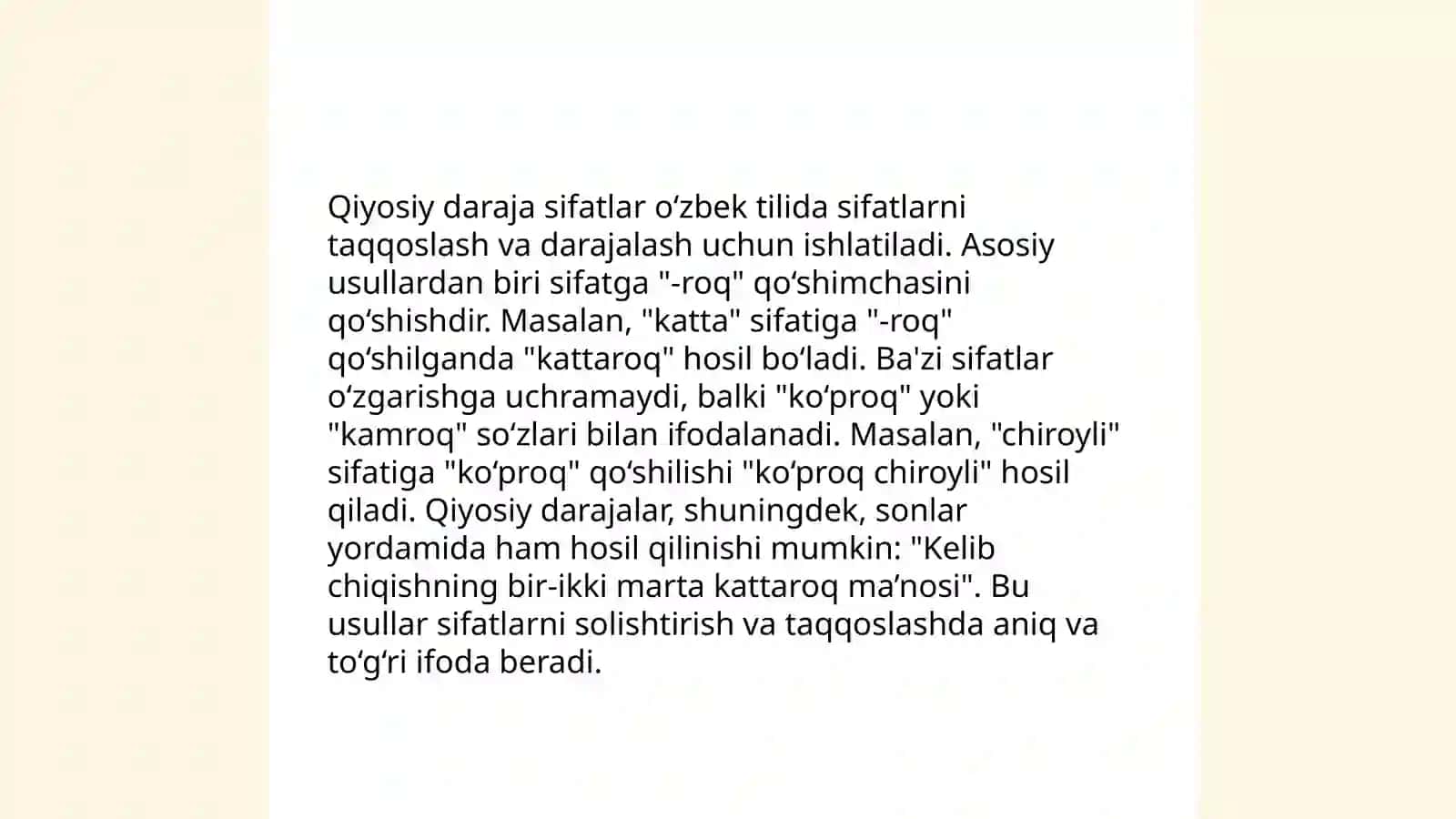 Sifat darajalari.Qiyosiy daraja sifatlarining yasalishi va turlanishi 4