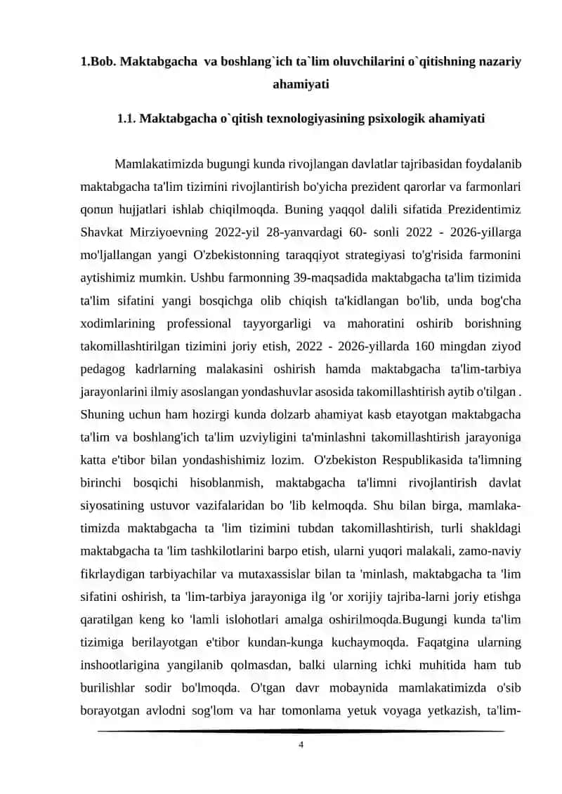 Maktabgacha va boshlang`ich ta`lim oluvchilarini o`qitish texnologiyasi 4