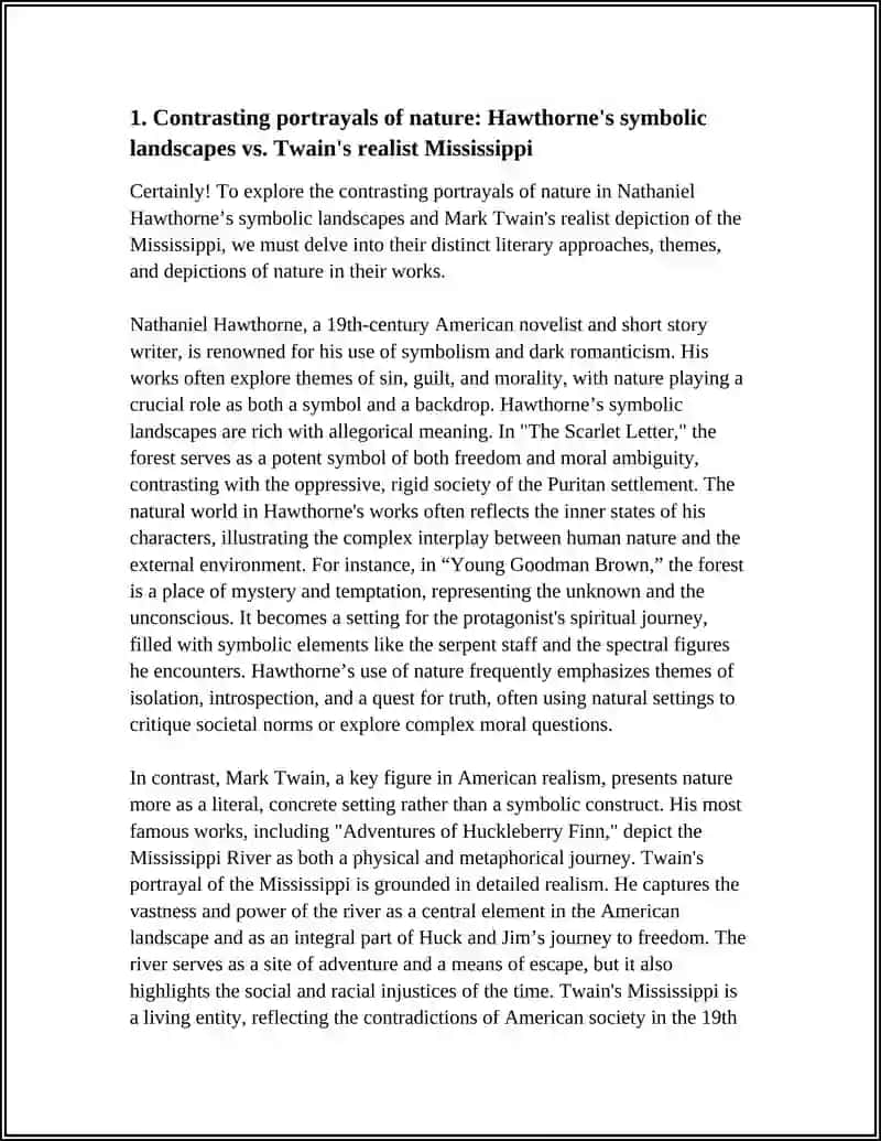REFERAT: REALISM VS. ROMANTICISM: A COMPARATIVE STUDY OF HAWTHORNE AND TWAIN 4