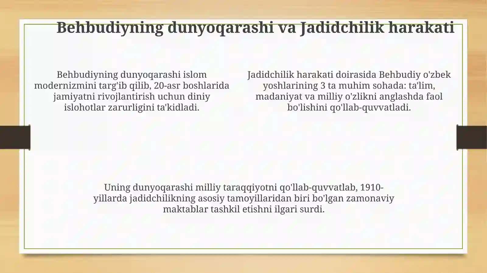 M.Behbudiyning "Yoshlanga murojaat" va Muhtaram yoshlarga murojsat™ magolalarini tahlil et 4