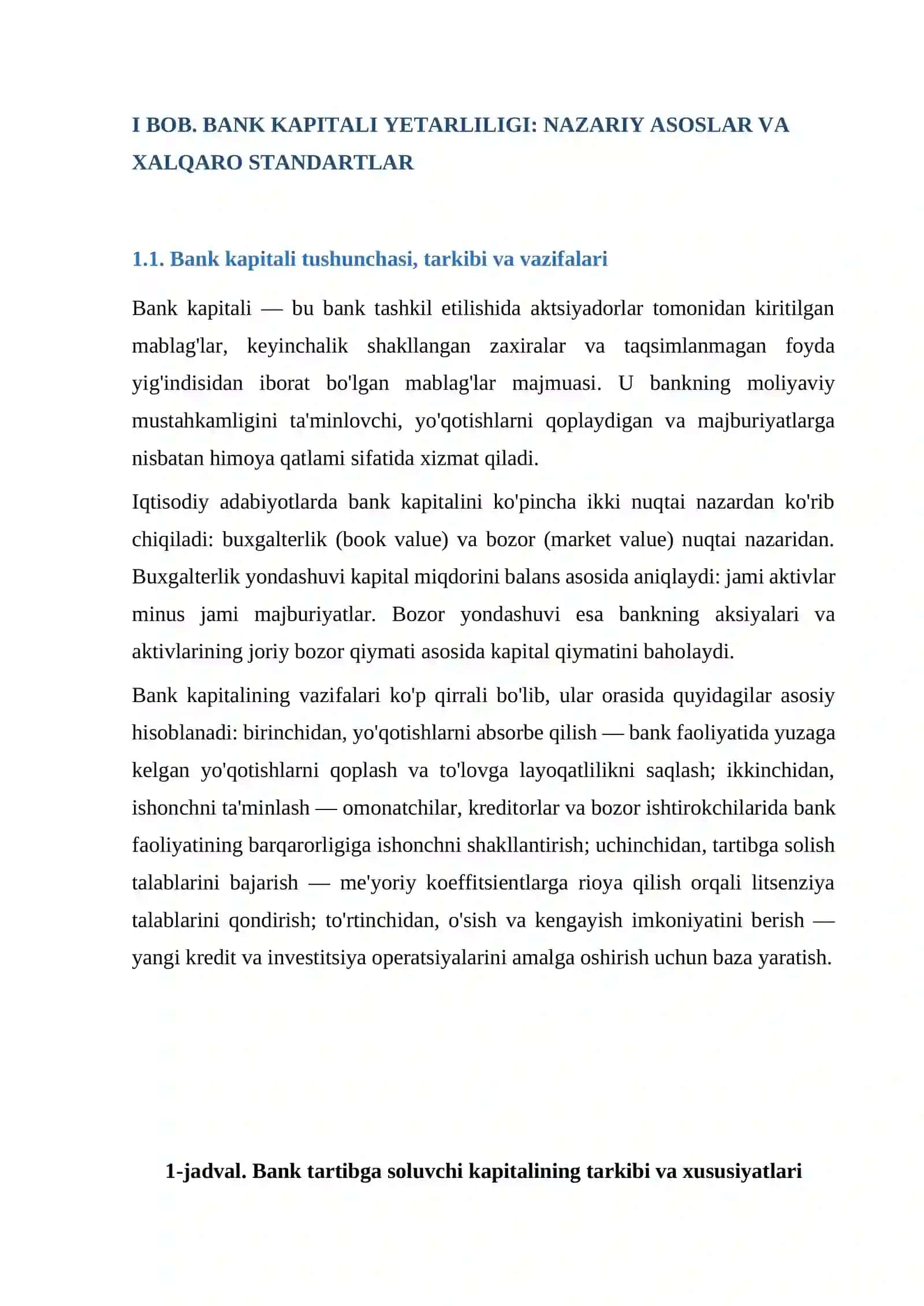 Bank kapitali yetarliligi: nazariy asoslar va xalqaro standartlar 4