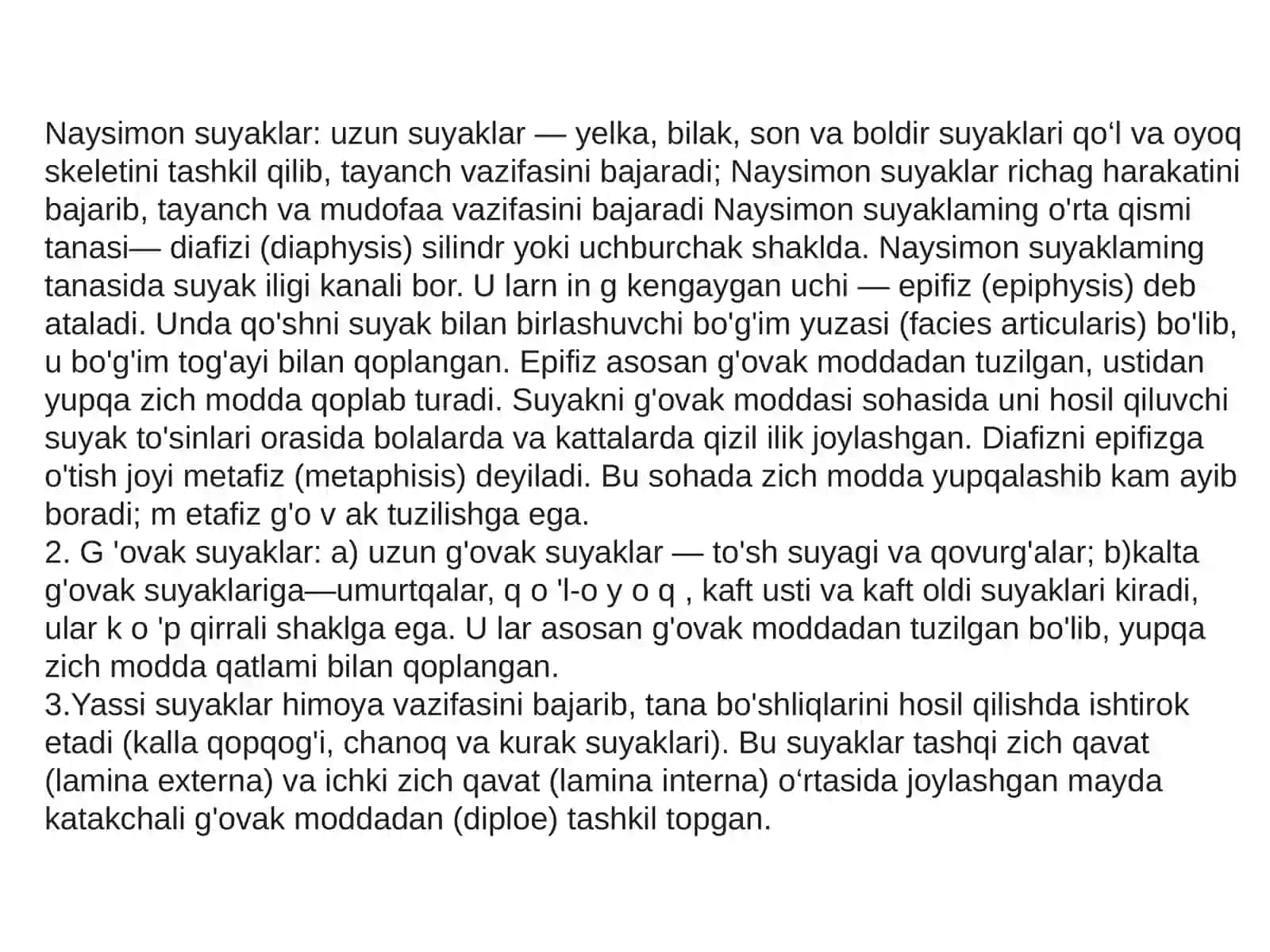 Suyaklarning turlari va vazifasi 4