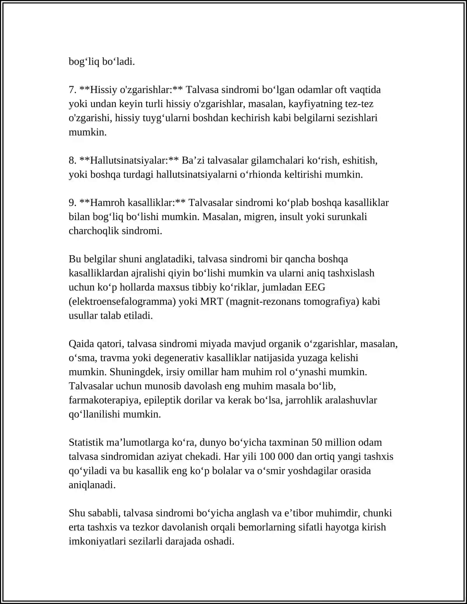 TALVASADA BIRINCHI YORDAM.TALVASA SINDROMI 4