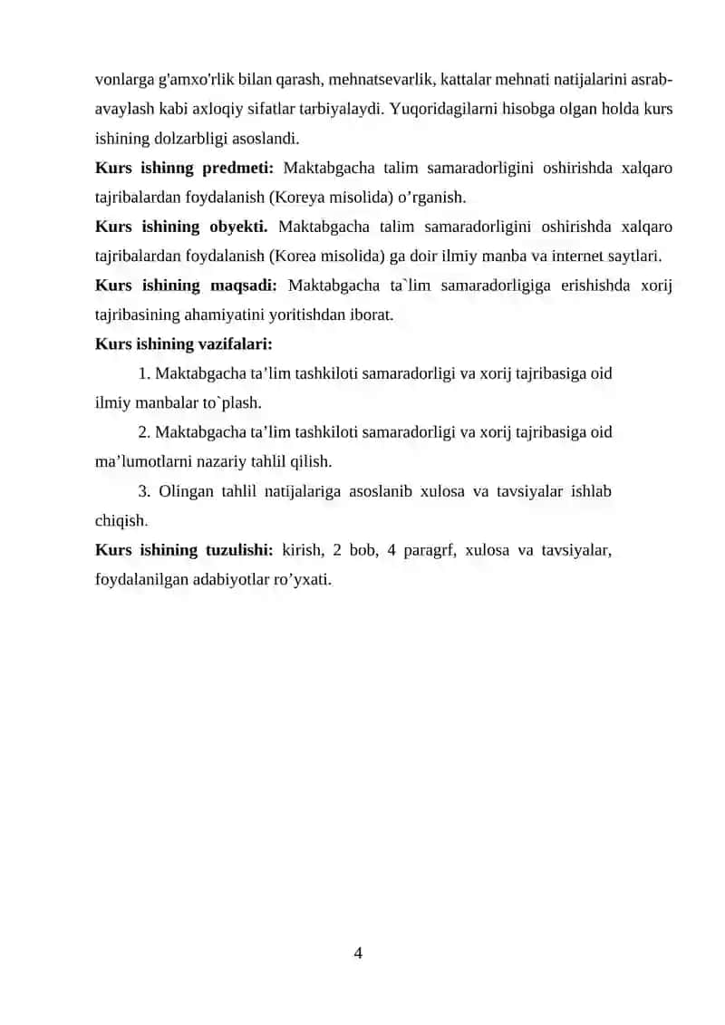 MAKTABGACHA VA BOSHLANG’ICH TA’LIMDA XORIJIY TIL (INGLIZ TILI) YO’NALISHI 2-BOSQICH 204-GURUH TALABASI 4