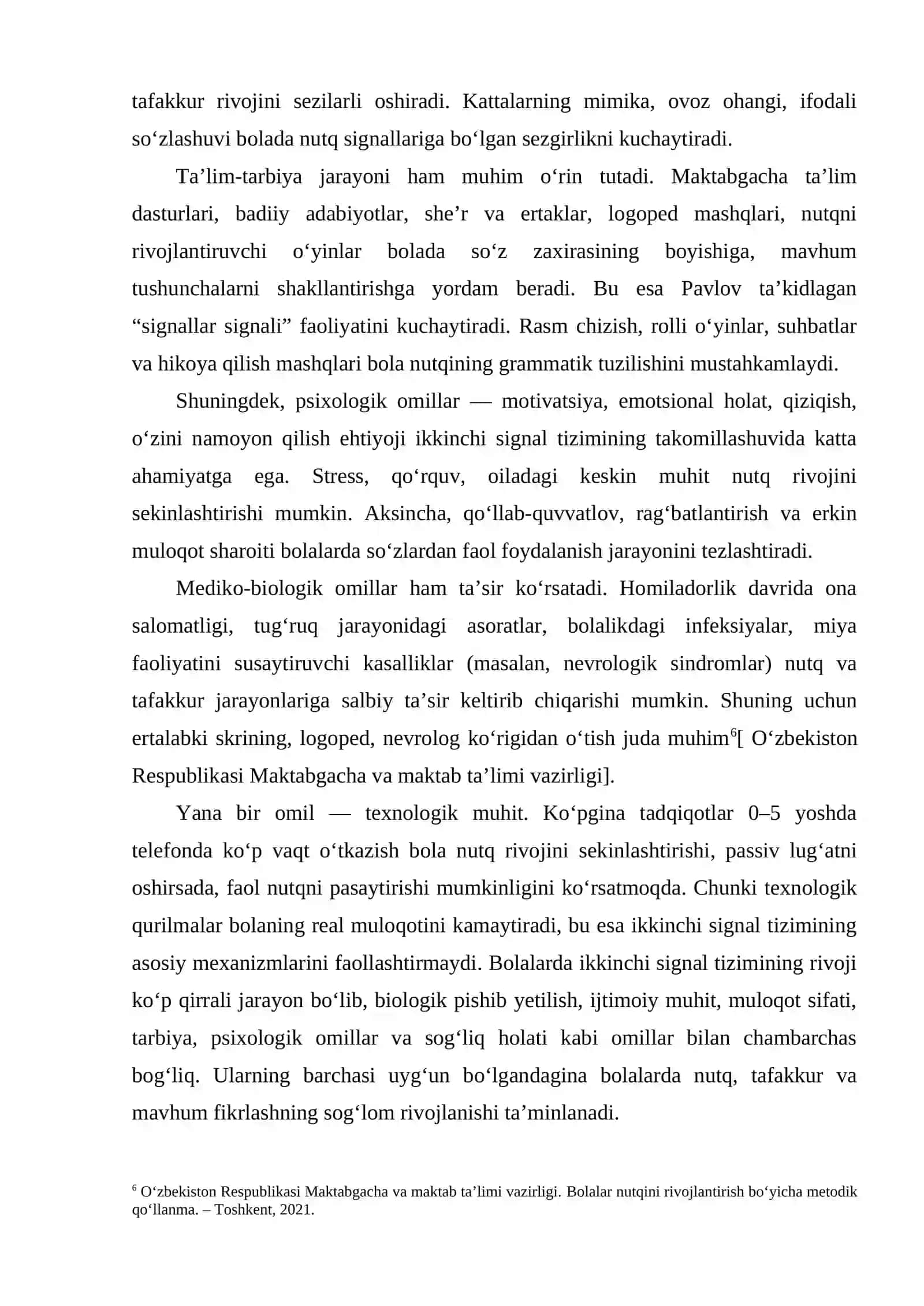 BOLALARDA IKKINCHI SIGNAL TIZIMINING RIVOJIGA TA’SIR ETUVCHI OMILLAR 4