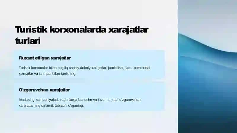 Turistik korxonalarning xarajatlari va aylanma kapitali 4