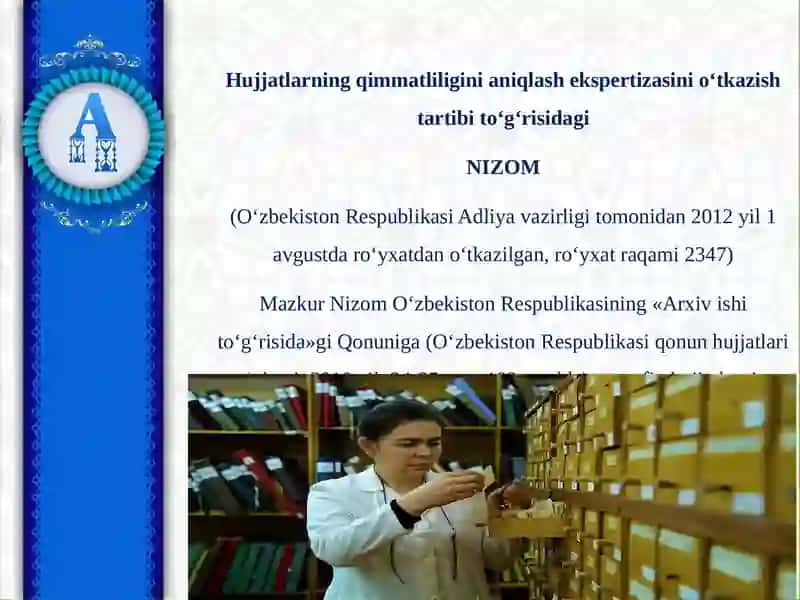 Arxiv hujjatlari qimmatdorligi ekspertizasini tashkil qilish 4