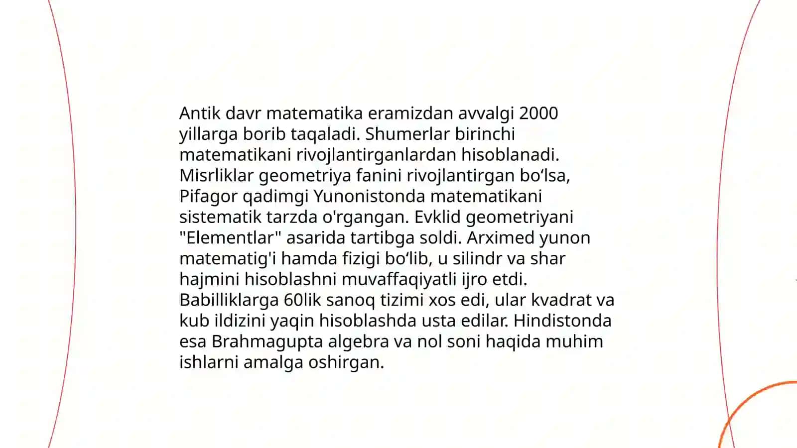 Matematikaning fan va o'quv predmeti sifatidagi taraqqiyot bosqichlari 4