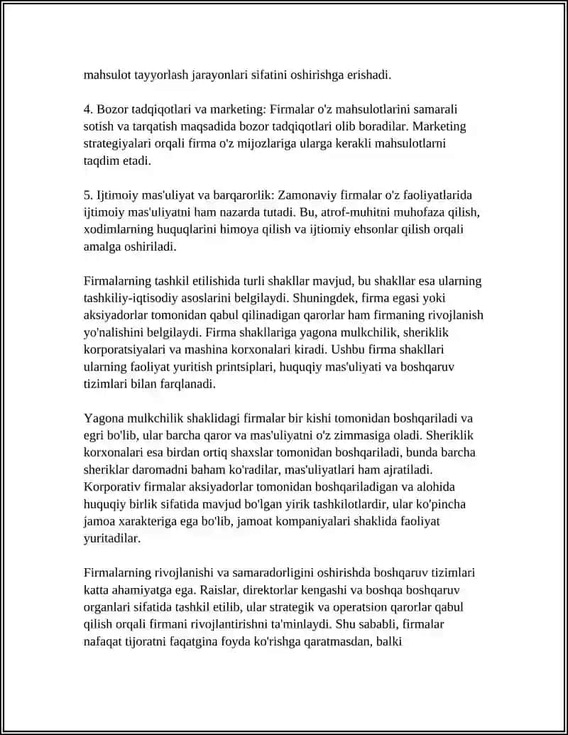 FIRMA VA ULARNING TASHKILI-IQTISODIY ASOSLARI 4