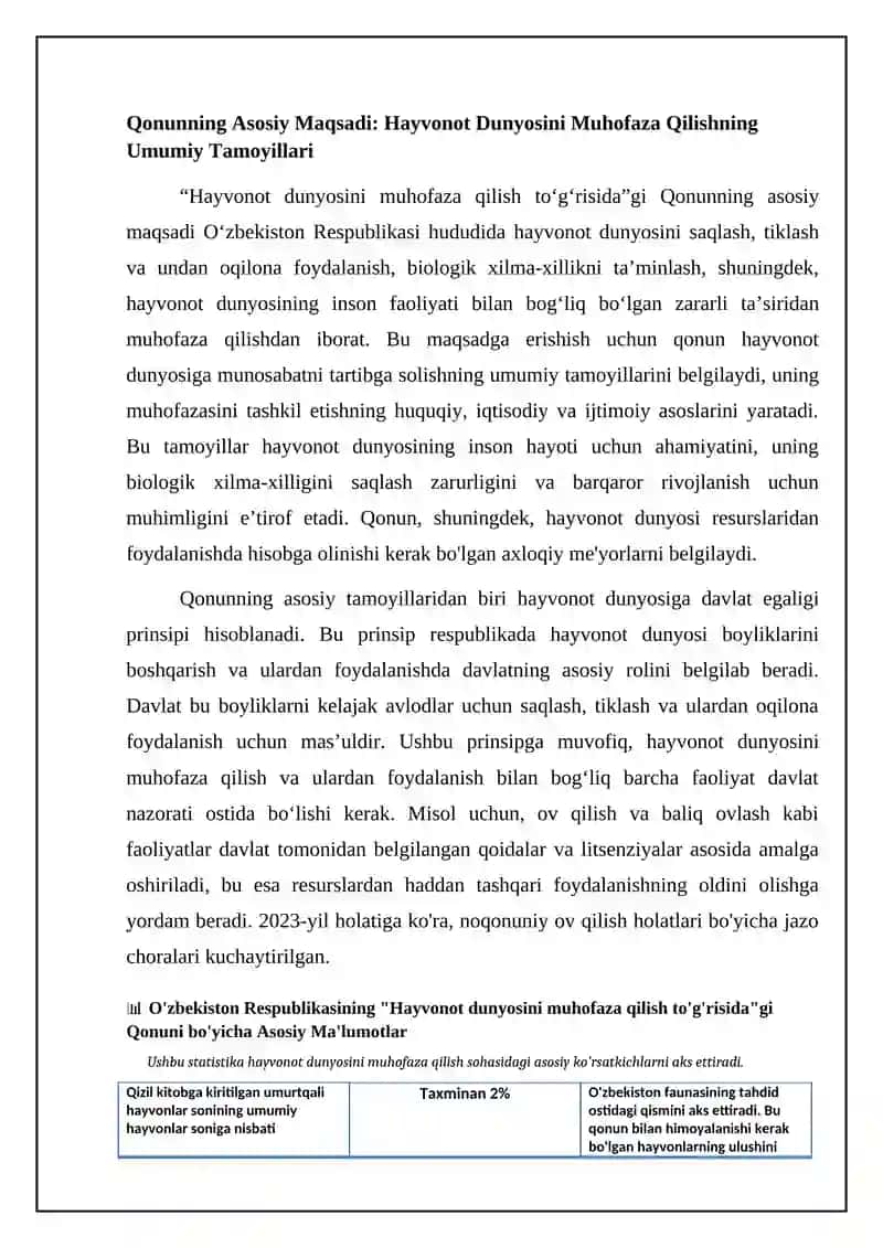 O'zbekiston respublikasi Hayvonot dunyosini muxofaza qilish toʻgʻrisida qonun 4