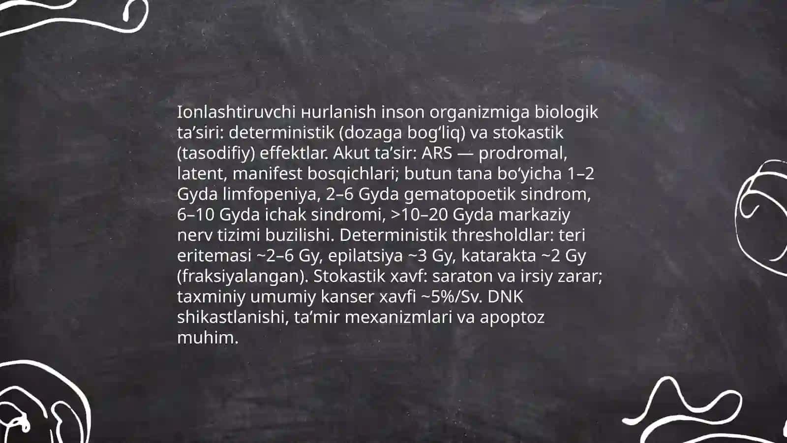 Ionlashtiruvchi nurlanishning inson organizimiga taʼsiri va undan himoyalanish usullari 4