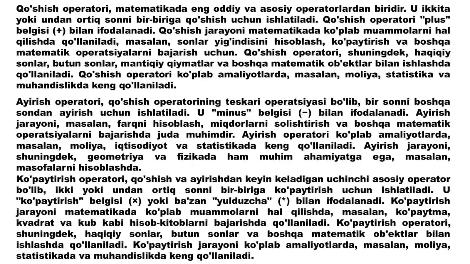 Matematik operatorlar.Operatorlar prioriteti 4