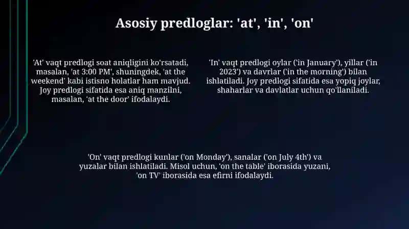 Vaqt va joy predloglari 4