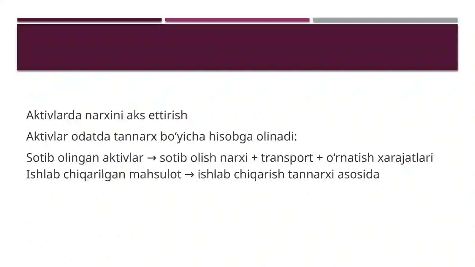 Bugalteriya hisobi schyotlarida narxni aks ettirish 4