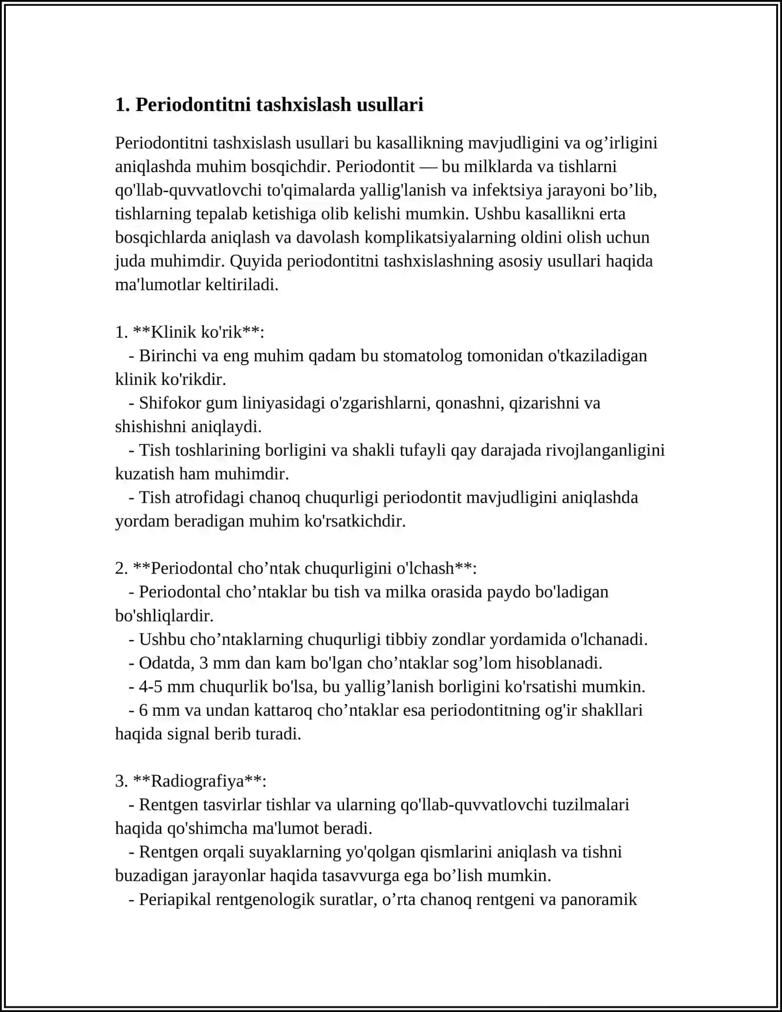 PERIODONTITLARNI DAVOLASHDA STOMATOLOGIK TAKTIKASI. PERIODONTID BILAN XASTALANGAN BEMORLARNI TASHXISLASH DAVOLASH JARAYONIDA YUZAGA KELADGAN KASALLIKLAR 4
