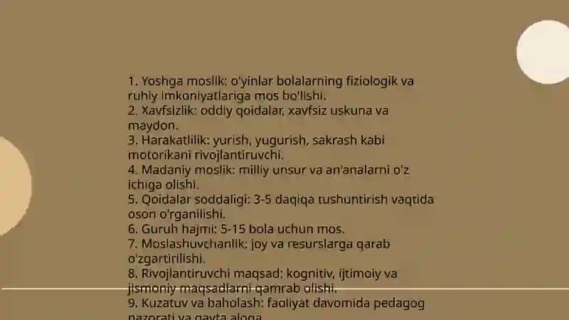 Kichik yoshdagi bolalarga beriladigan milliy VA harakatli oyinlarni orgatish 4