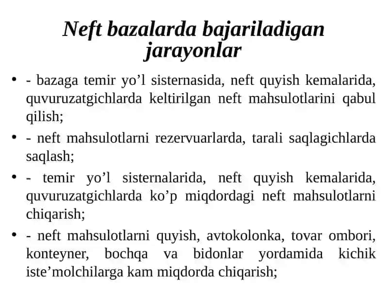 Neft Bazalari va Gaz Ta'minoti Korxonalari 4