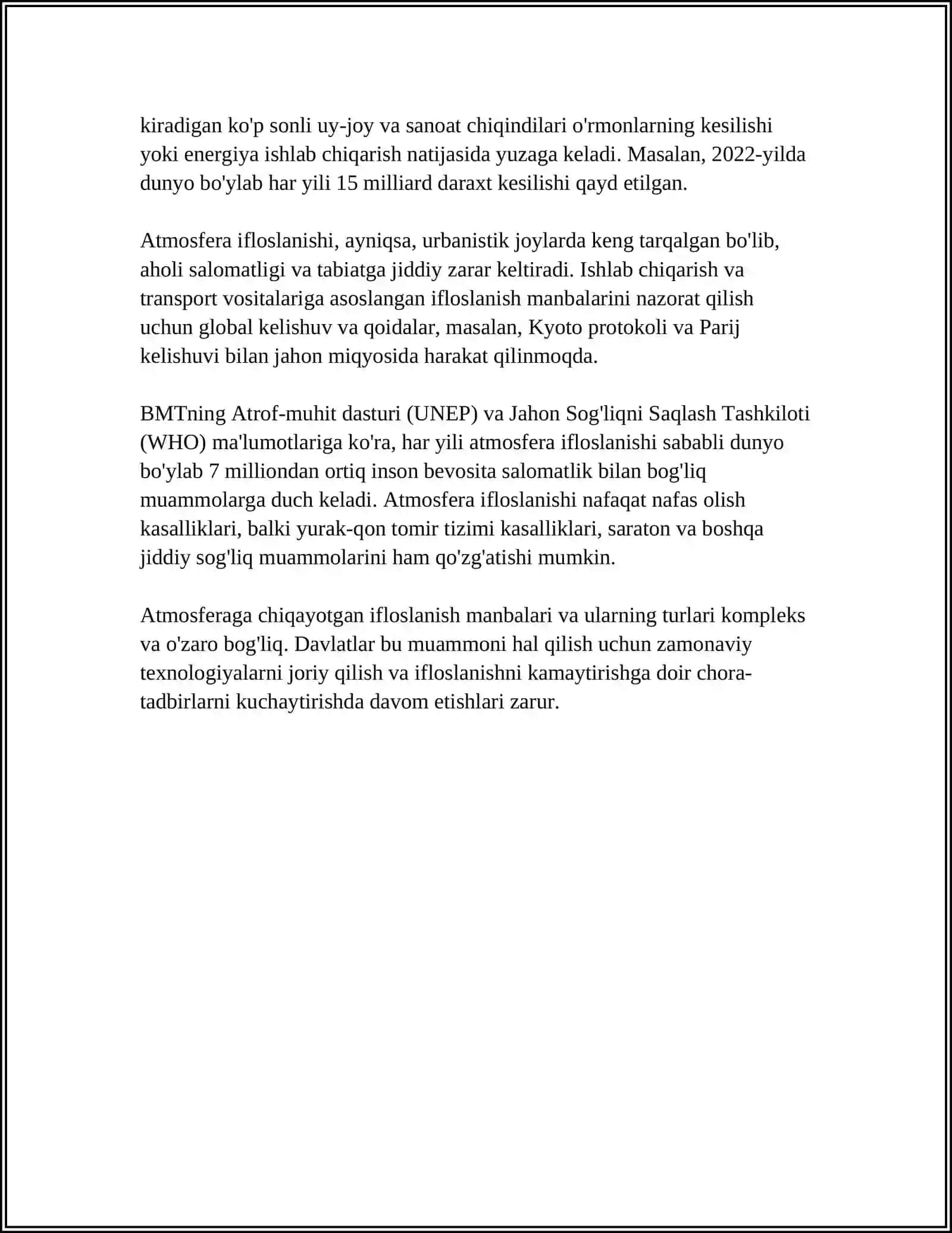 KIMYO SANOATI KORXONALARIDAN ATMOSFERA HAVOSINING IFLOSLANISHI 4