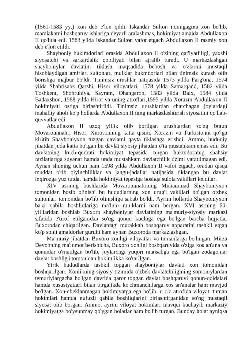 MOVAROUNNAHRDA SHAYBONIYLAR SULOLASI HUKMRONLIGINING O'RNATILISHI 4
