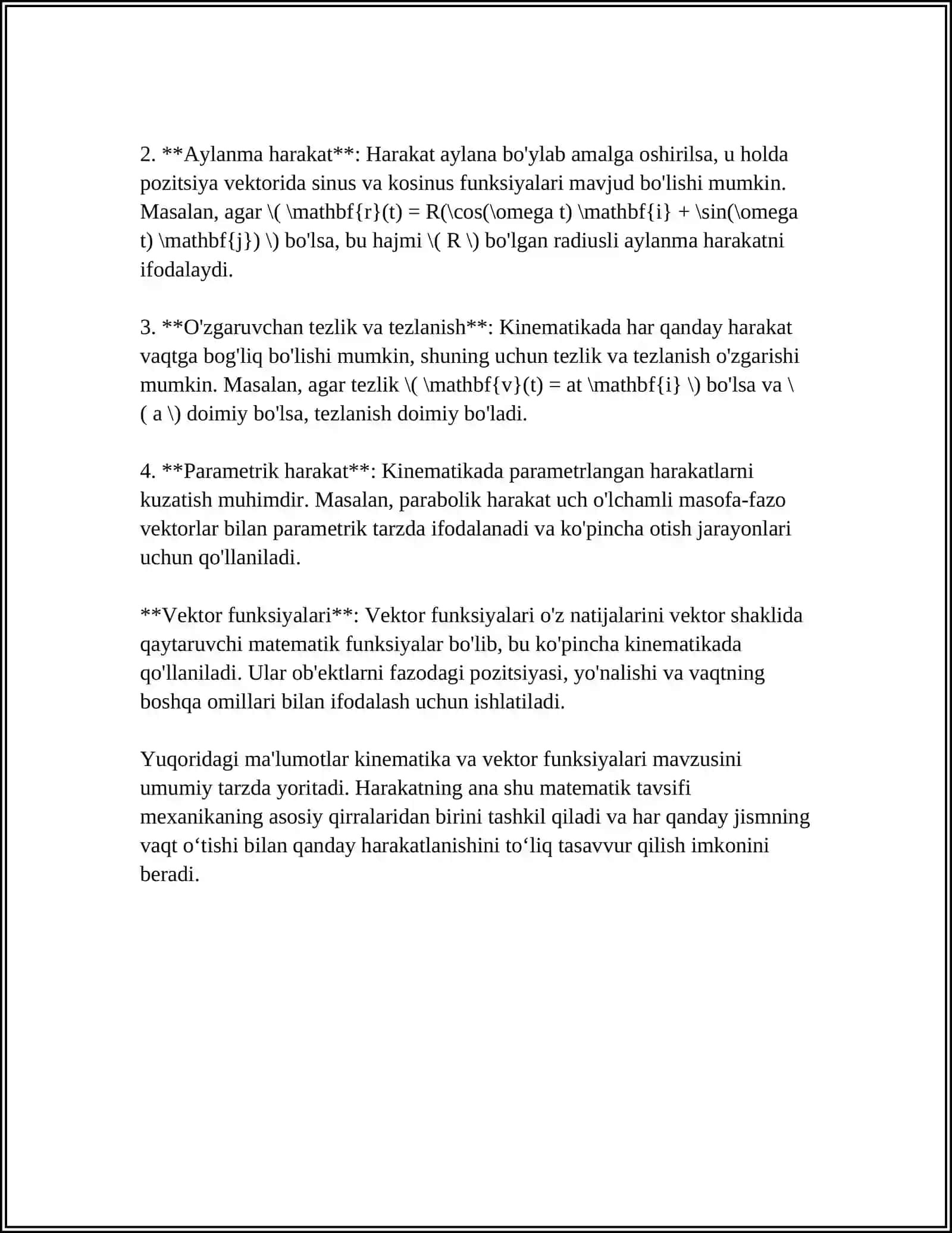 VEKTOR FUNKSIYALARINING BIOMEXANIKA SOHASIDAGI TATBIQLARI 4