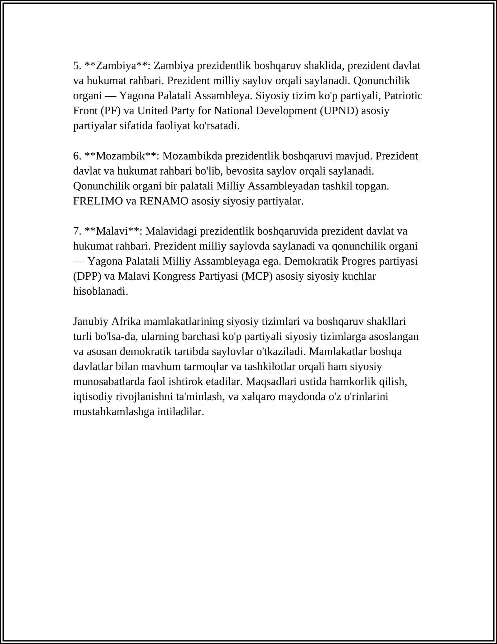ÒZBEKISTON VA JAHON HAMJAMIYATI JANUBIY AFRIKA MAMLAKATLARI MISOLIDA 4