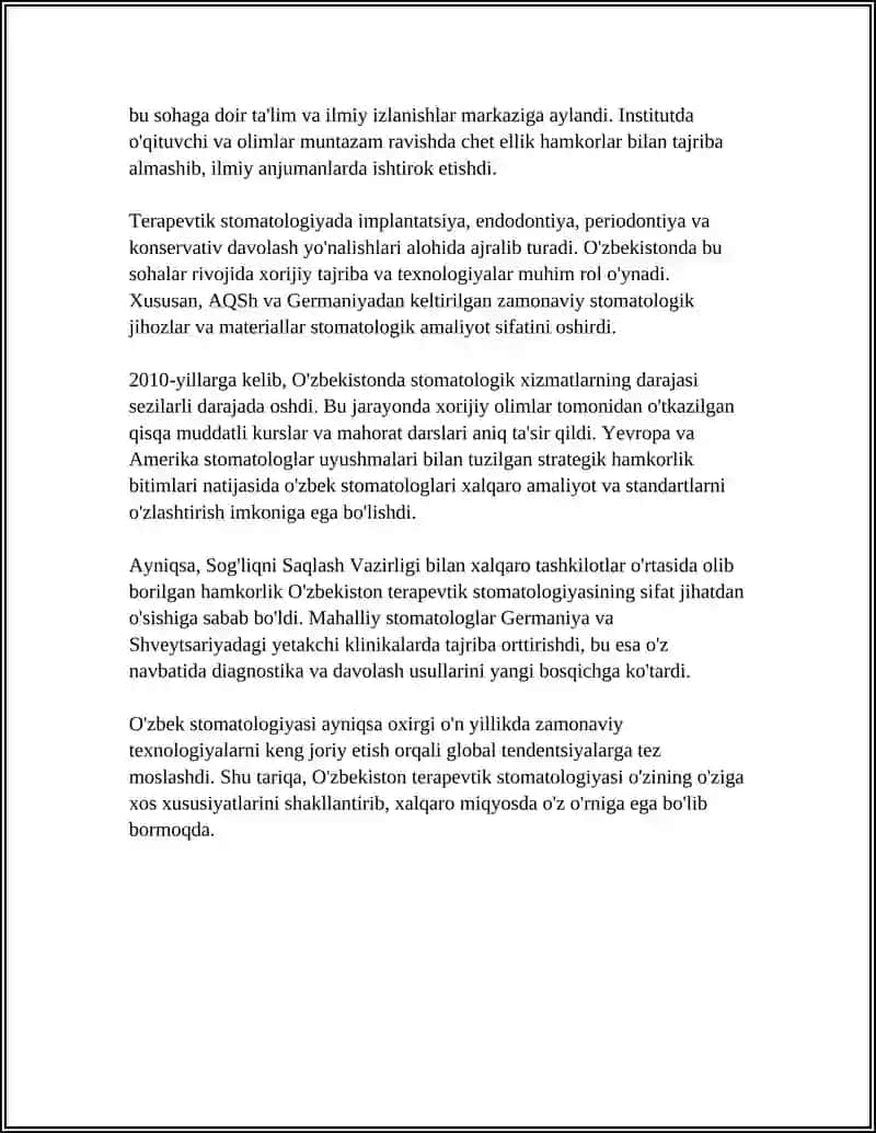 TERAPEVTIK STOMATOLOGIYA RIVOJIGA MAMLAKATIMIZ VA XORIJIY OLIMLARNING HISSASI. 4