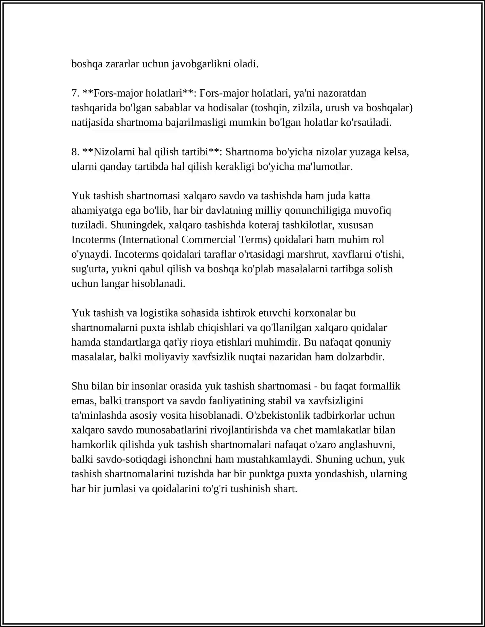 YUK TASHISH SHARTNOMASINING YOZMA SHAKLI-YUKXATINI TUZISH 4