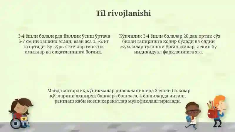 Maktabgacha 3-4 yoshdagi bolalarning jismoniy rivojlanish xaritasi 4