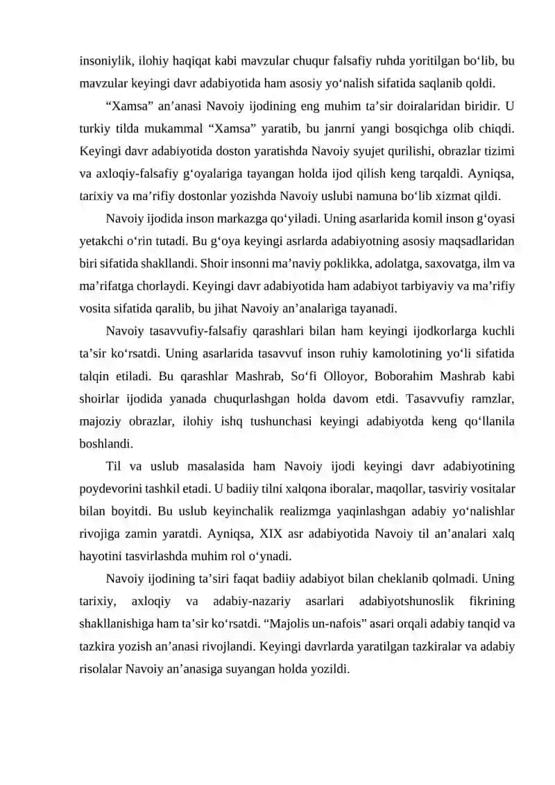 ALISHER NAVOIY IJODINING KEYINGI DAVR ADABIYOTIGA TA’SIRI. 4