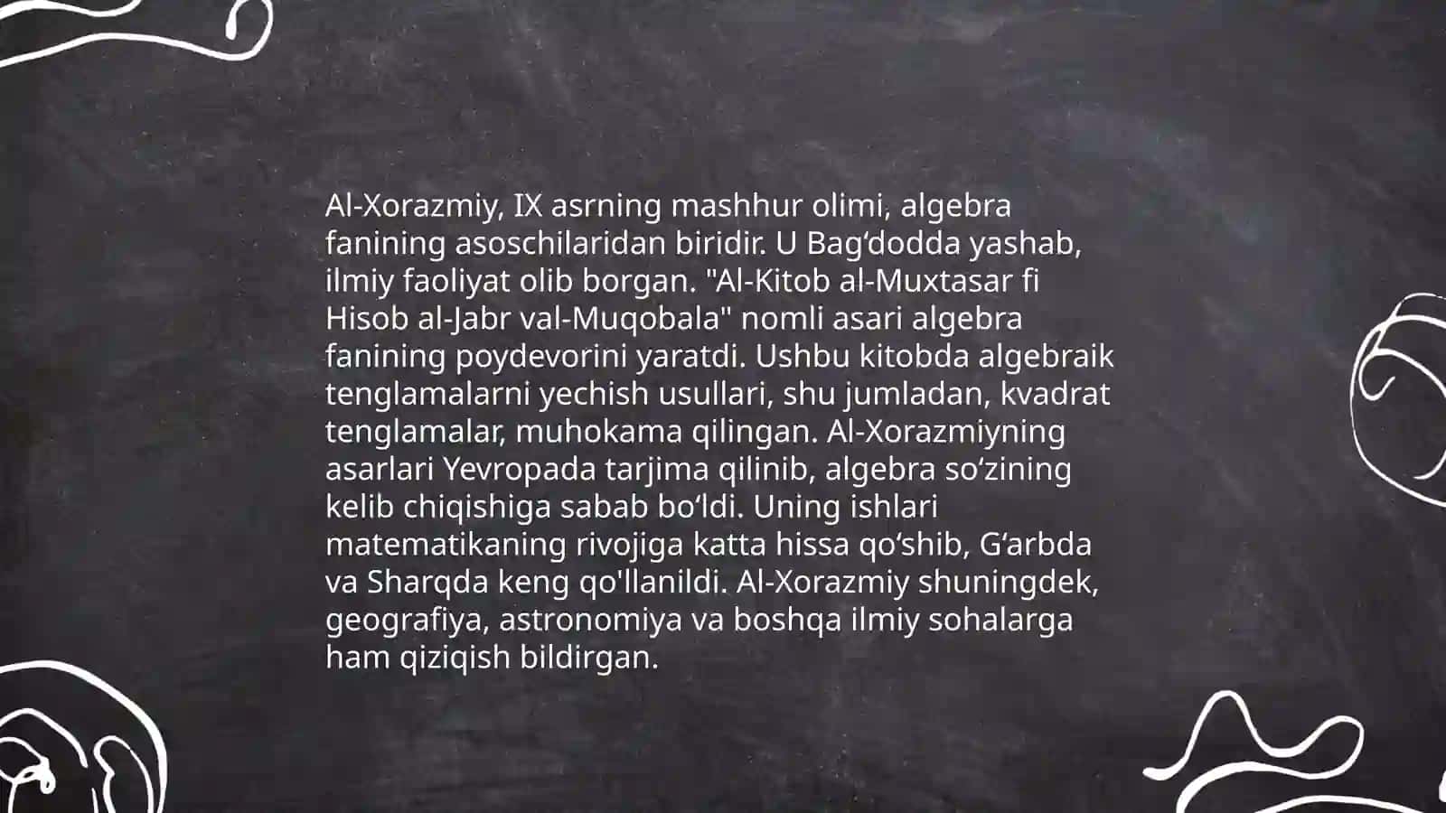 IX-XII asrlarda mamlakatimiz hududida roʻy bergan moddiy uygʻonish Buyuk alomalarining jahon sivilizatsiyasiga qoʻshgan hissasi 4