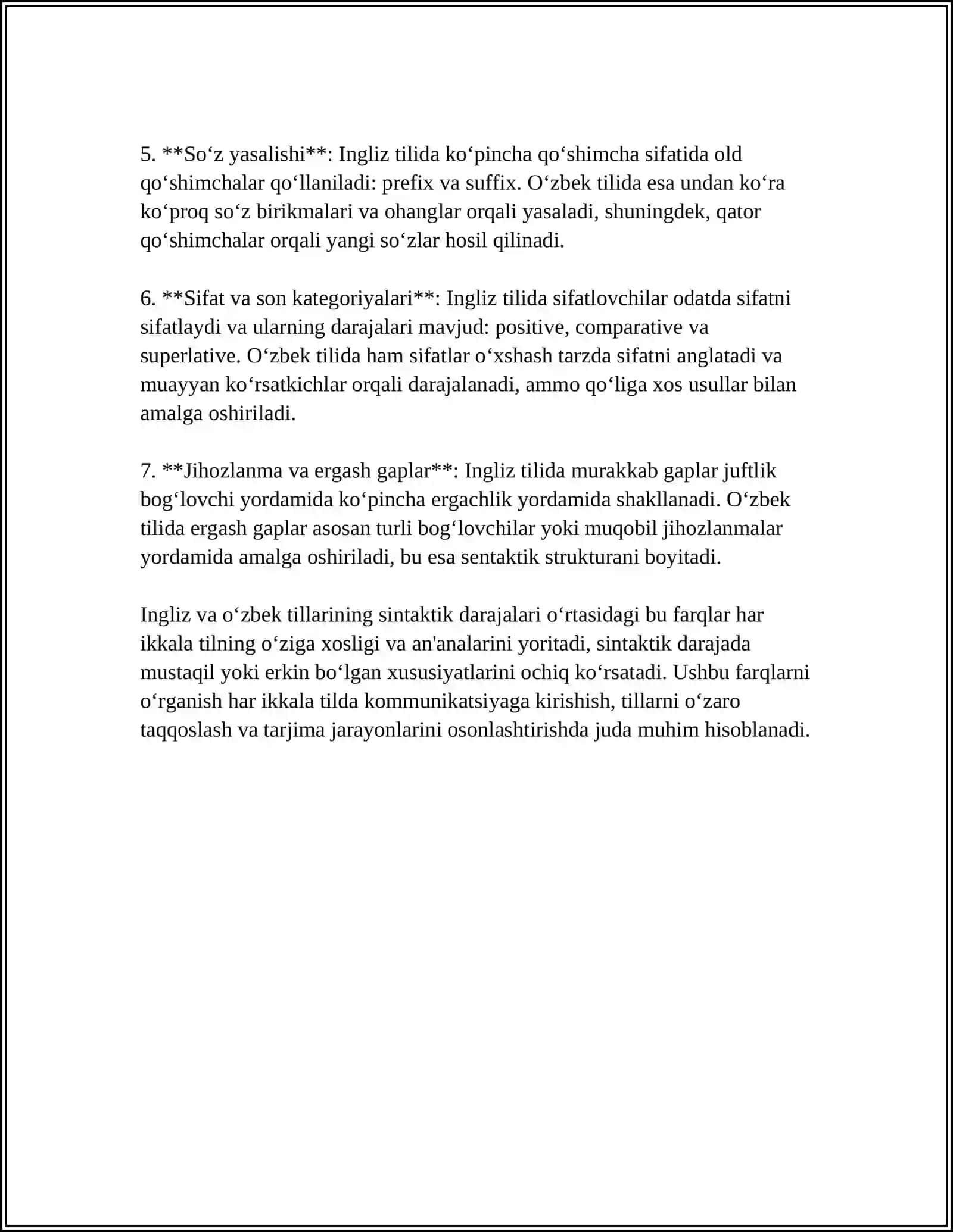 TYPOLOGY OF SYNTACTIC LEVEL OF ENGLISH AND NATIVE LANGUAGES 4