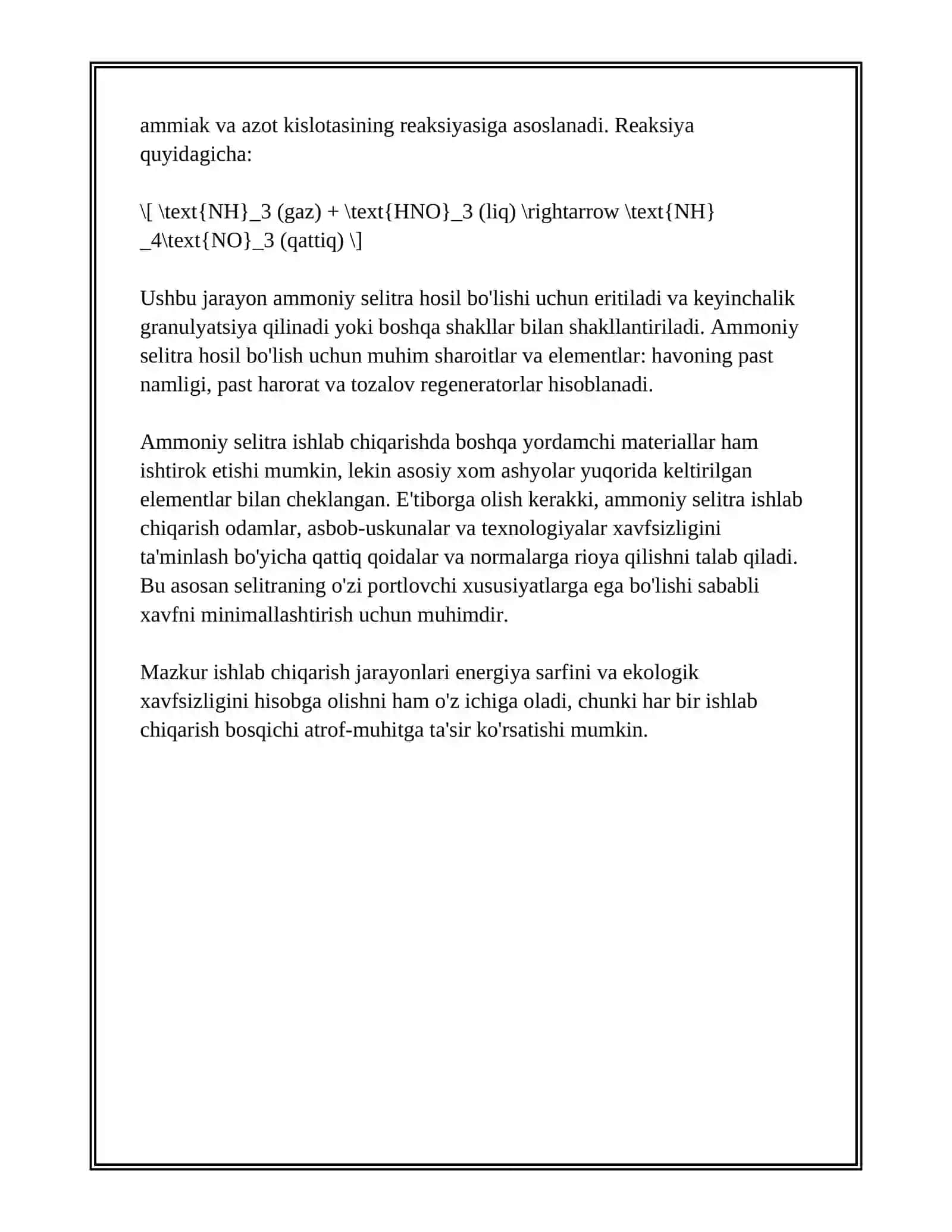AMMONIY SELITRASINI OLISH TEXNALOGIYASI 4