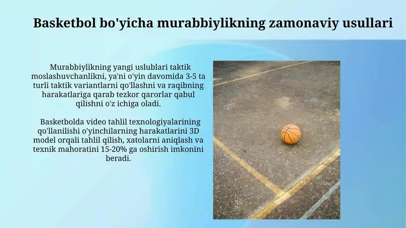 Sport o'yinlari va uni o'qitish metodikasi (Basketbol) 4
