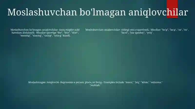 Arab Tilida Moslashgan Aniqlovchi Va Moslashmagan Aniqlovchi 4