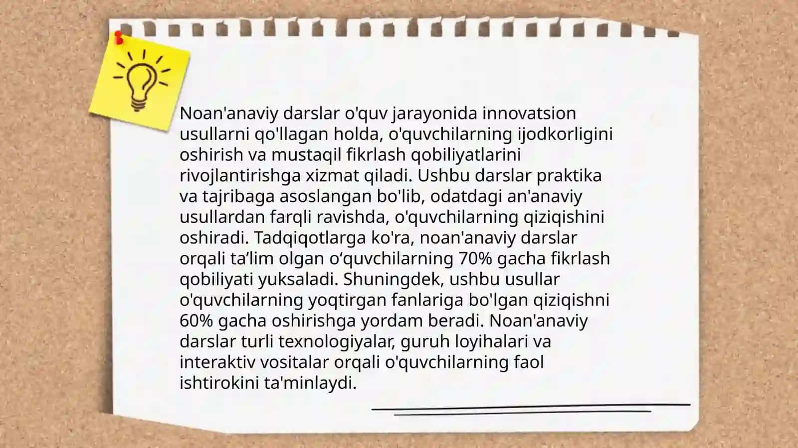 Noan'anaviy darsning ta'rifi 4