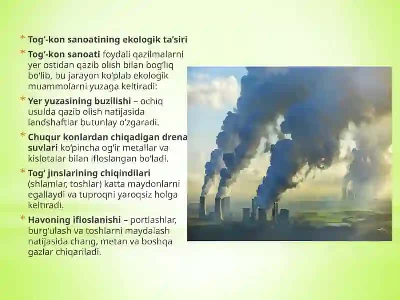 Tog’-kon, kimyo, metallurgiya sanoati va atrof-muhit muhofazasi 4