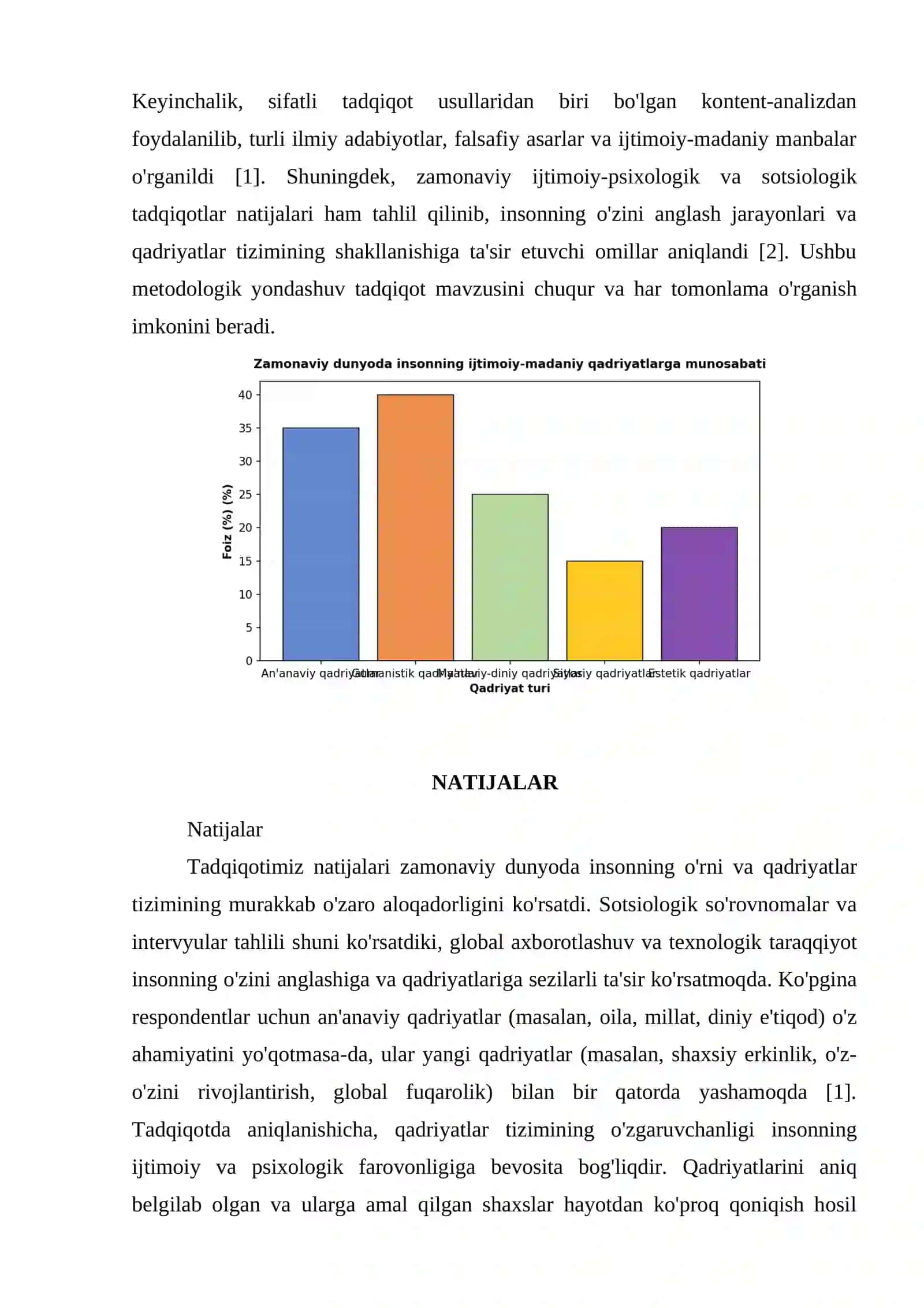INSON VA QADRIYATLAR TIZIMI: ZAMONAVIY DUNYODA INSONNING O'RNI 4