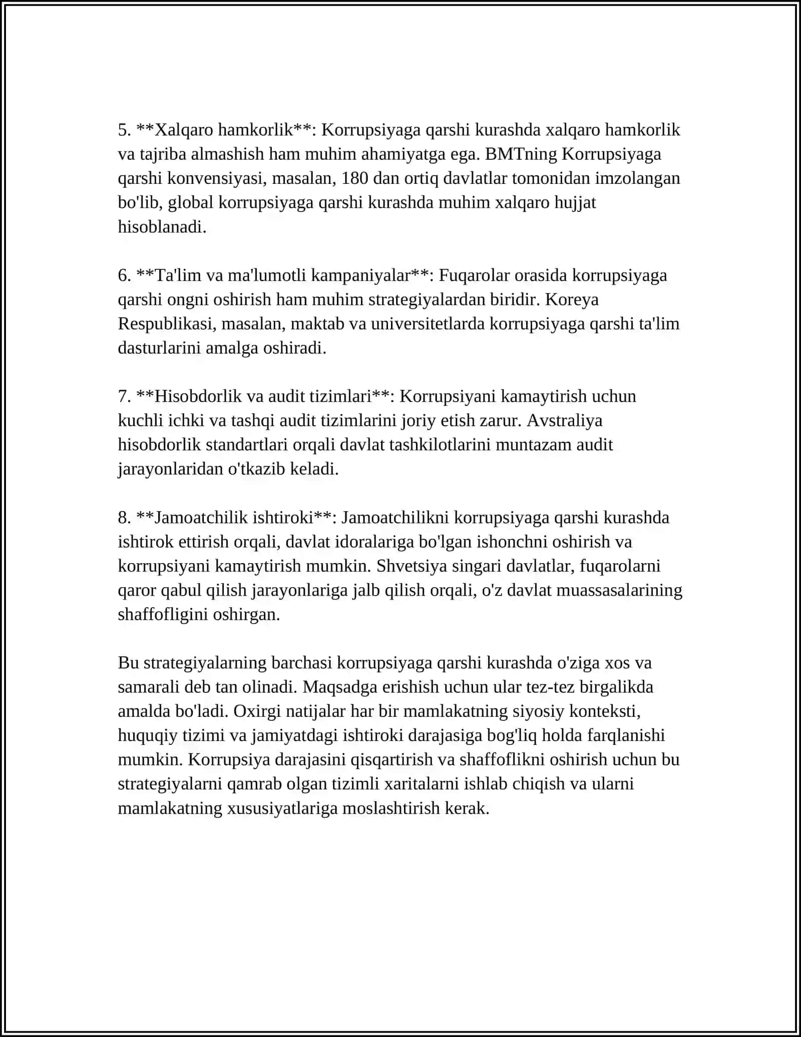 OʻZBEKISTON RESPUBLIKASINING KORRUPSIYAGA QARSHI KURASHISH AGENTLIGI VAZIFALARI VA VAKOLATLARI 4