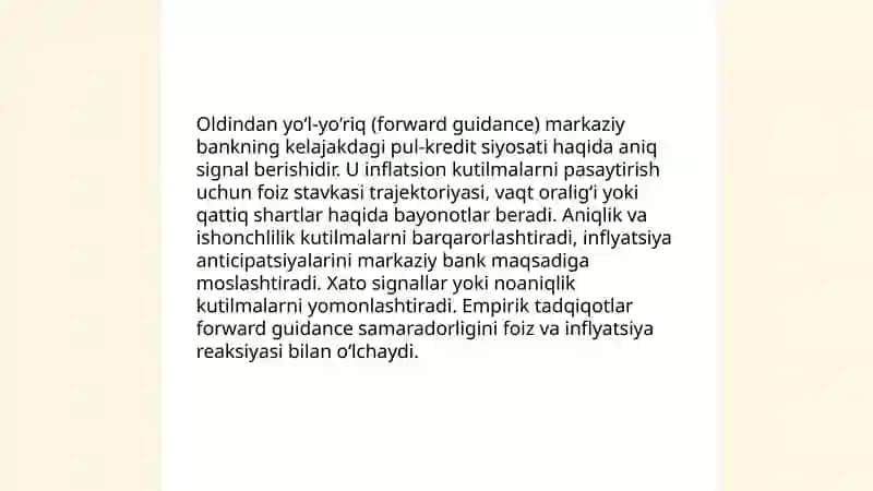 Monetar siyosatda kommunikatsiyaning o'rni va uning inflatsion kutilmalarga ta'siri 4