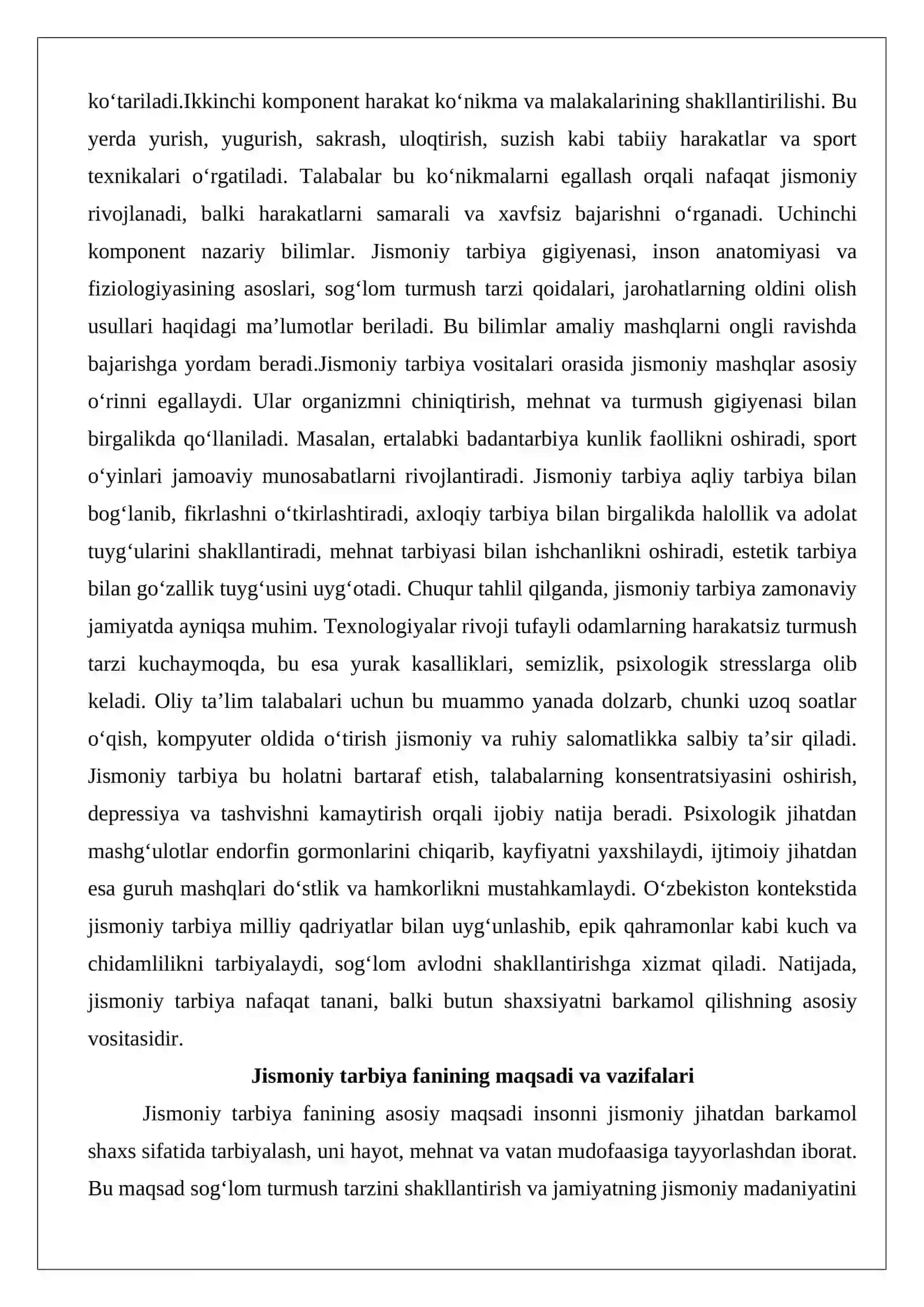 Oliy ta’lim tizimida jismoniy tarbiya fanining o‘rni 4