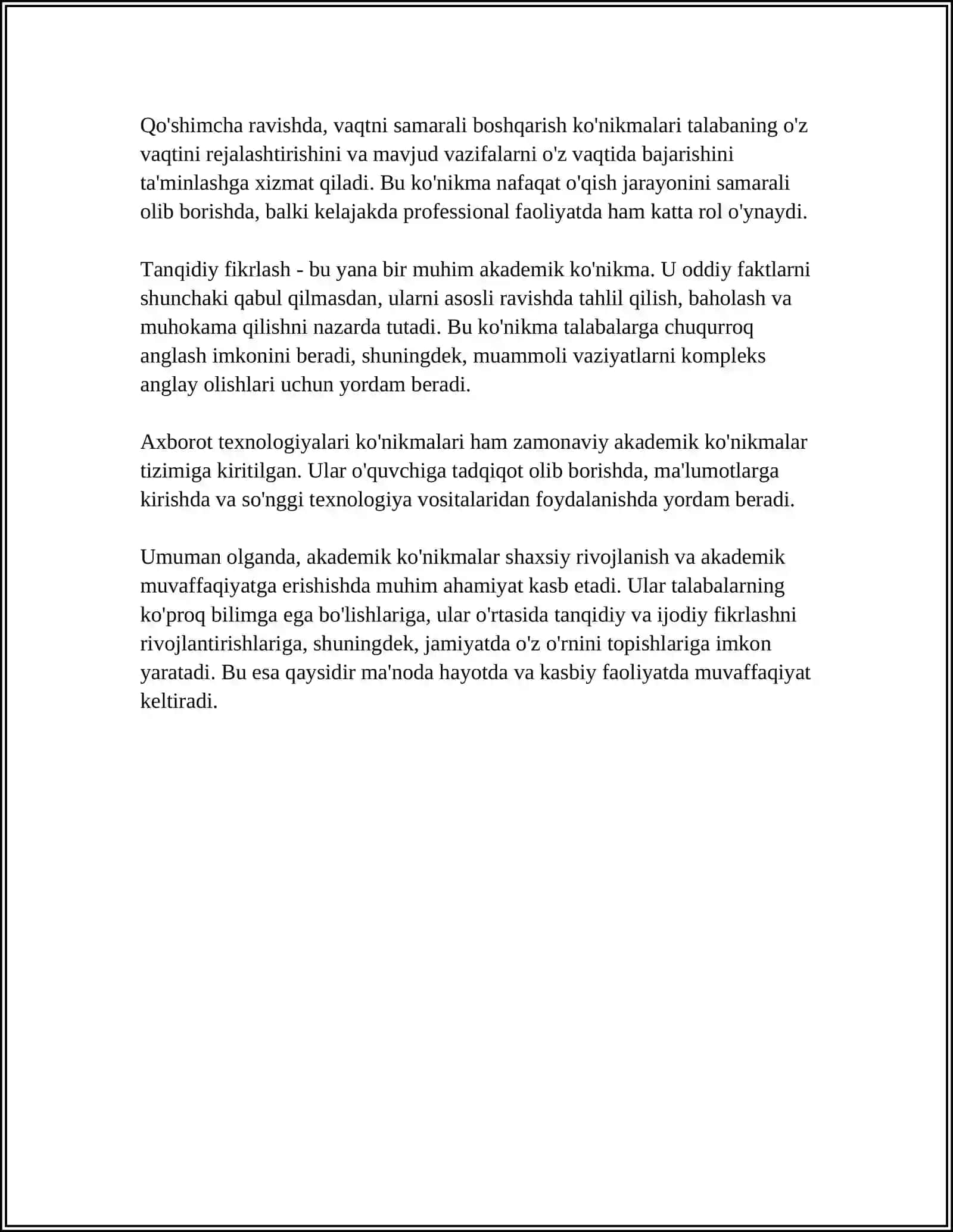 AKADEMIK KO'NIKMALARNING TALABALAR FAOLIYATIDAGI AHAMIYATI VA DOLZARBLIGI 4
