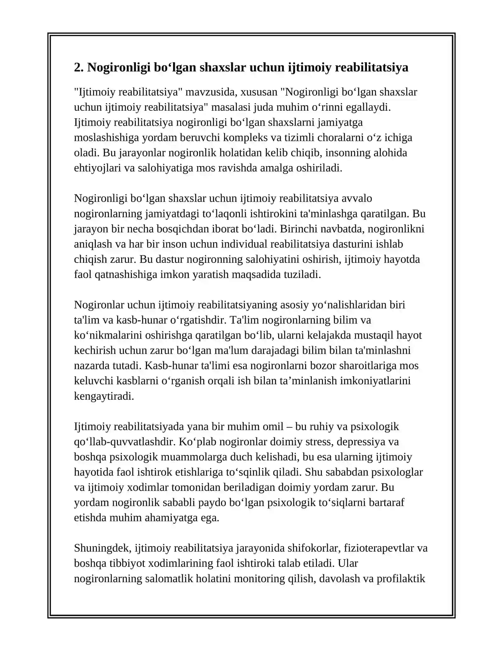 MUSTAQIL ISH - IJTIMOIY REBILITATSIYA 4