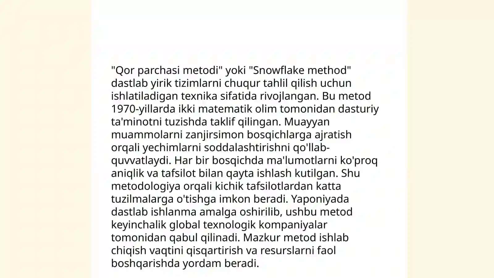 Qor parchasi metodi 4