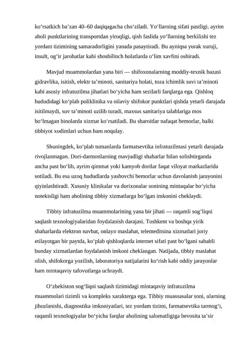 O‘zbekistonning sog‘liqni saqlash sohasidagi mintaqaviy muammolari 4