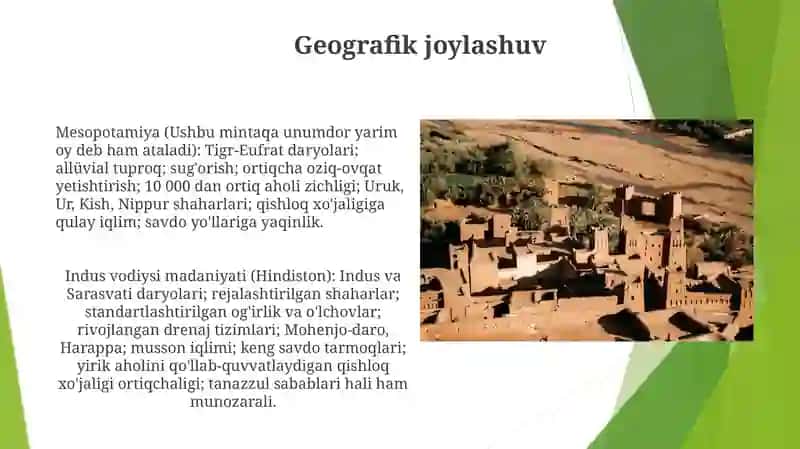 Qadimgi shaharlarning paydo boʻlishi shart-sharoitlari va omillari 4