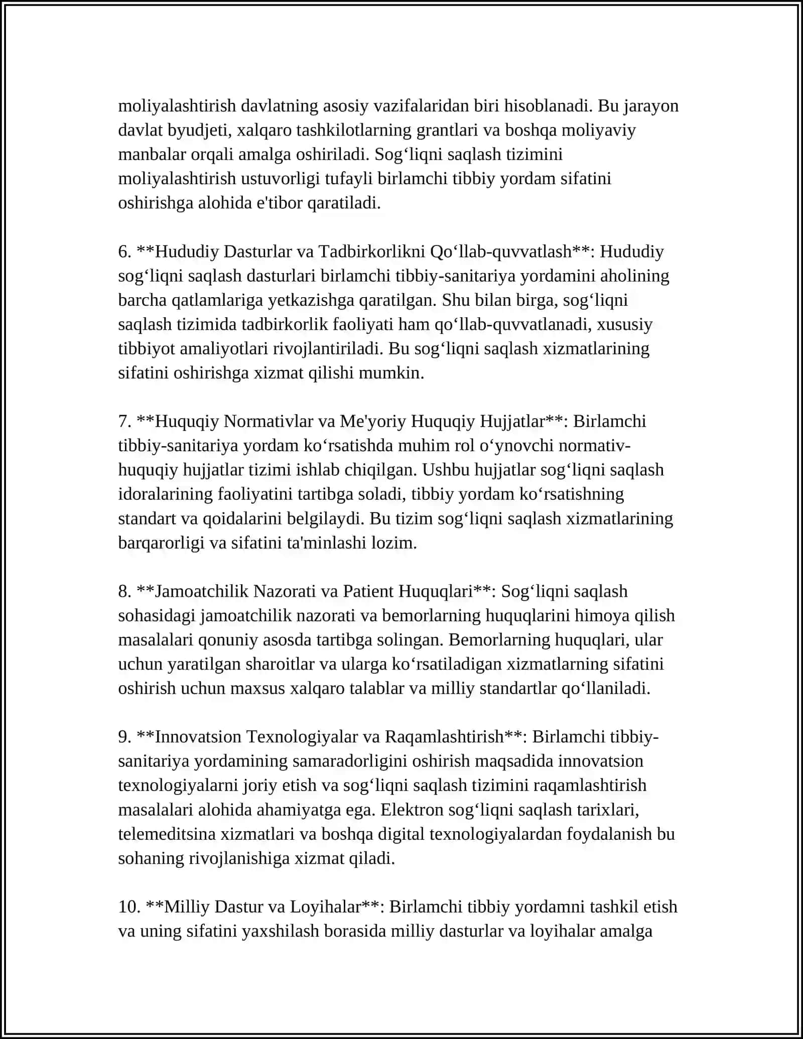 BIRLAMCHI TIBBIY-SANITARIYA YORDAMINI TASHKIL ETISH HAQIDA 4