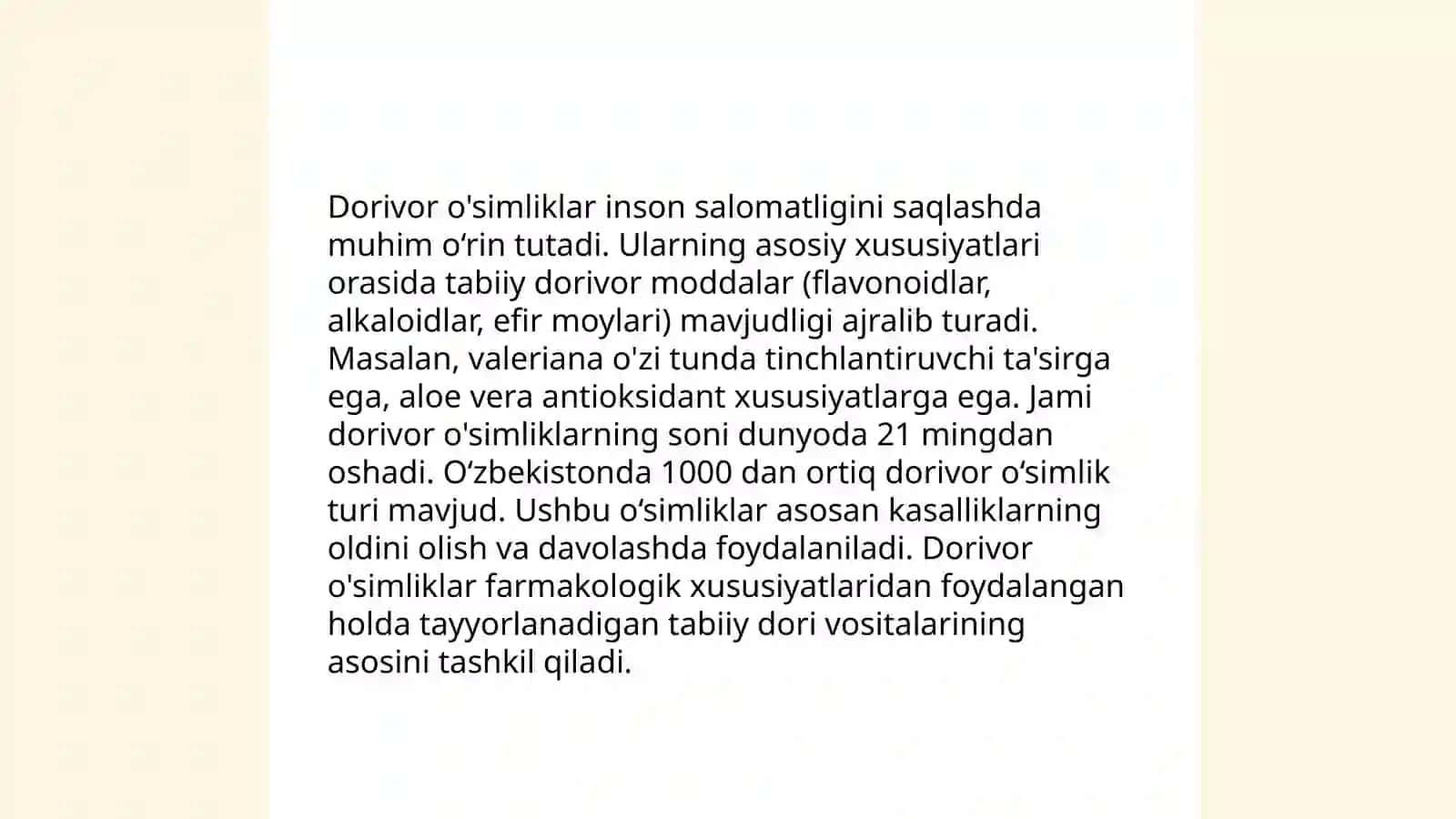 Tabobatda dorivor õsimliklar ahamiyati 4