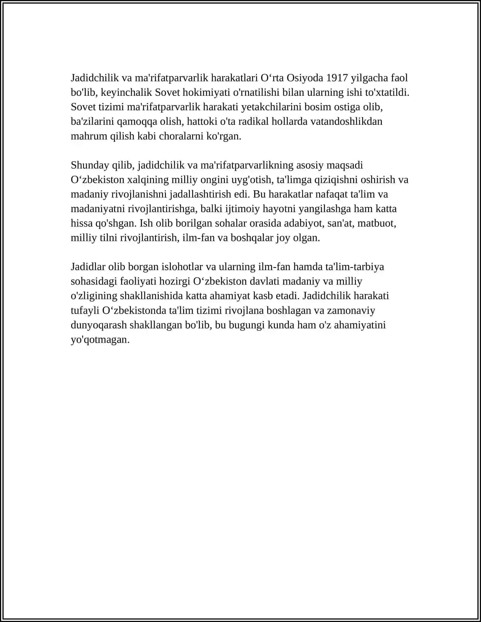 O‘zbekiston Tarixi va Ma’rifatparvarlik 4