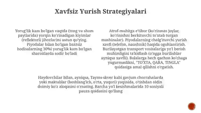 Aholini yo'llardagi xavfsizlik qoidalariga o'rgatish 4